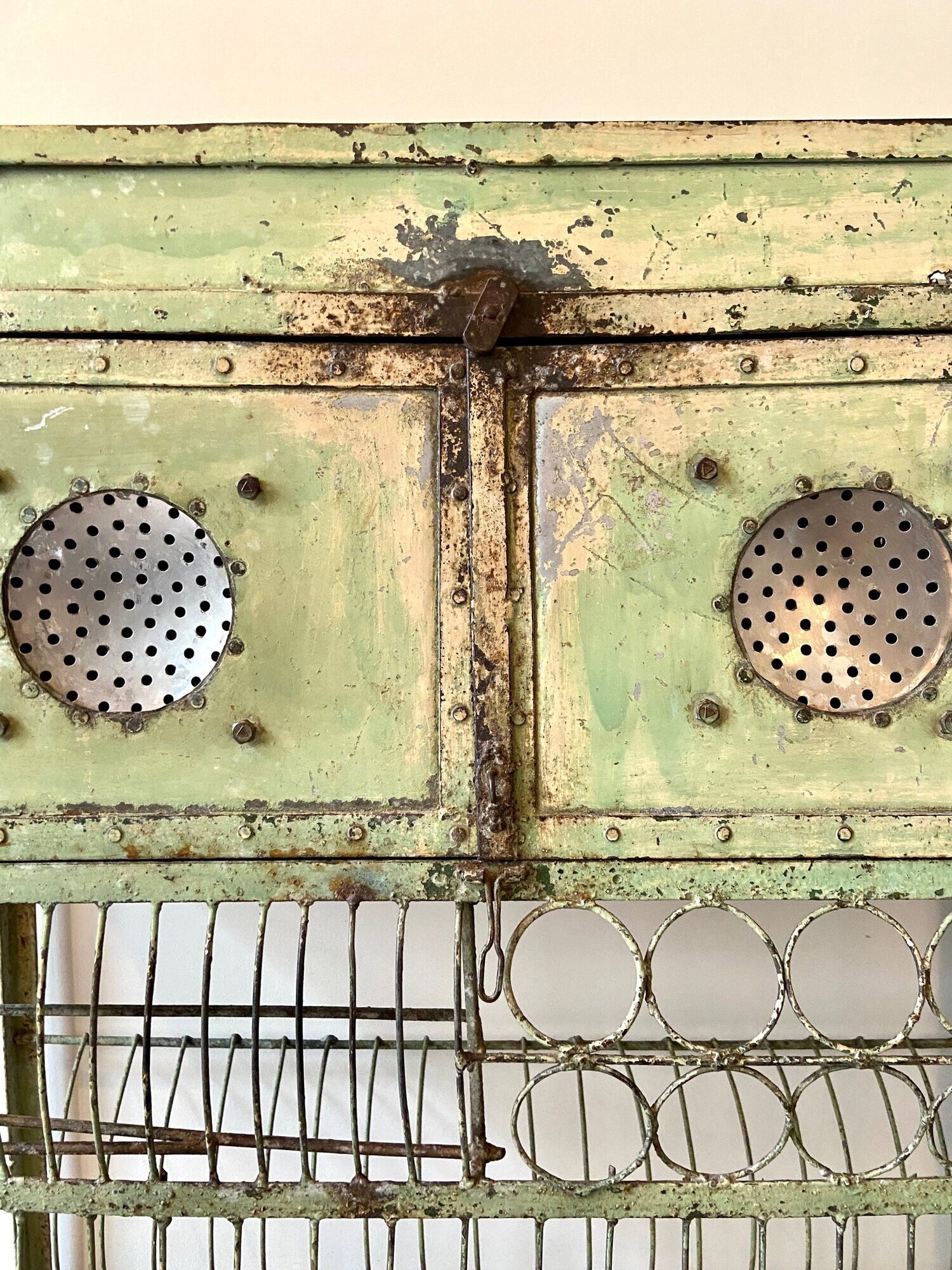 Storage cabinet in water green metal