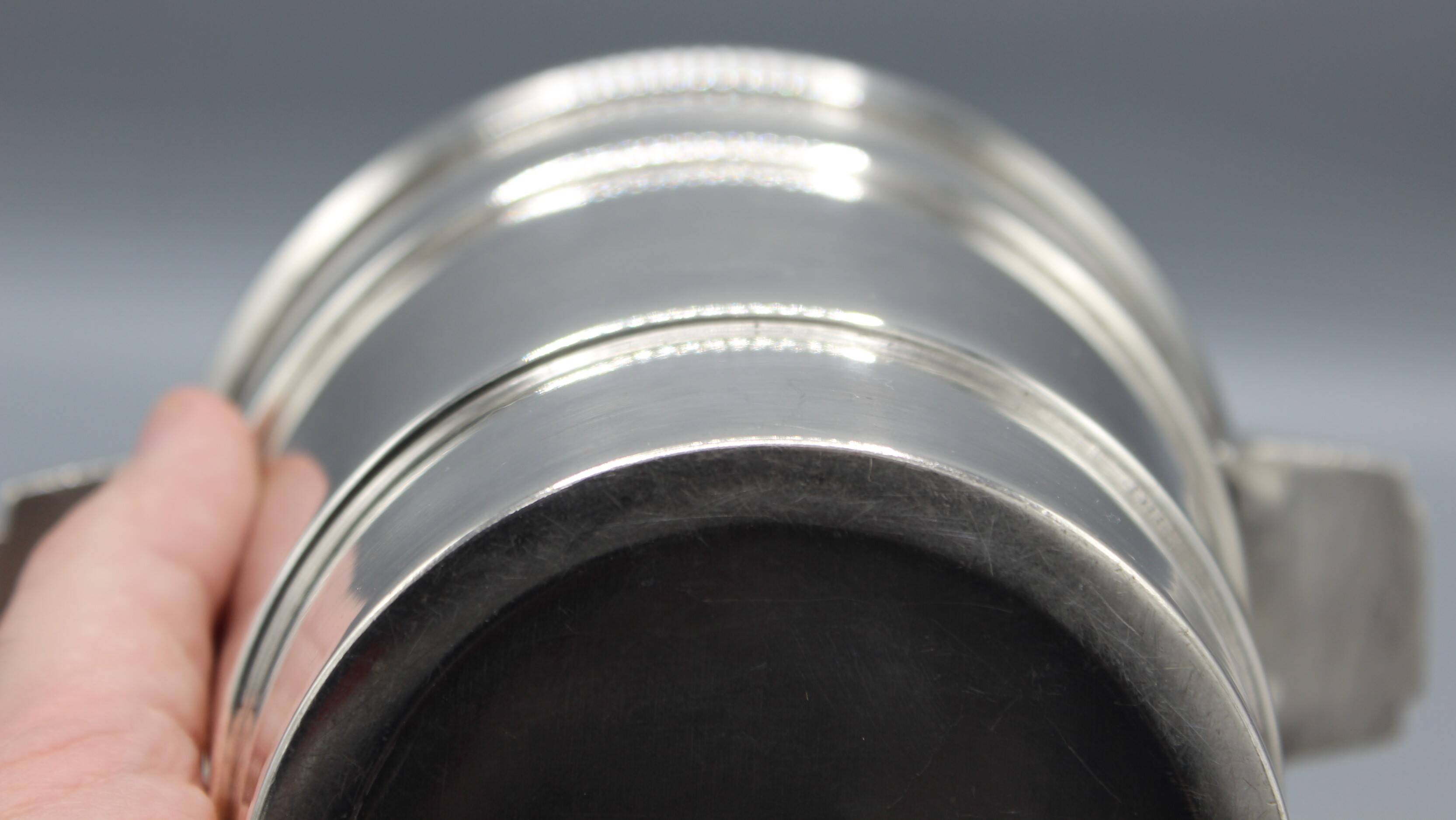 small champagne ice bucket cooler silver metal bottle art deco