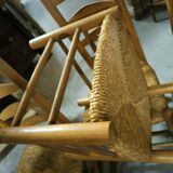 Set of 4 low straw chairs circa 1940