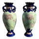 Paire de vases Satsuma japonais vintage du 20ème siècle en céramique décorée
