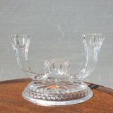 Pair candle holders vintage crystal Buder double torches