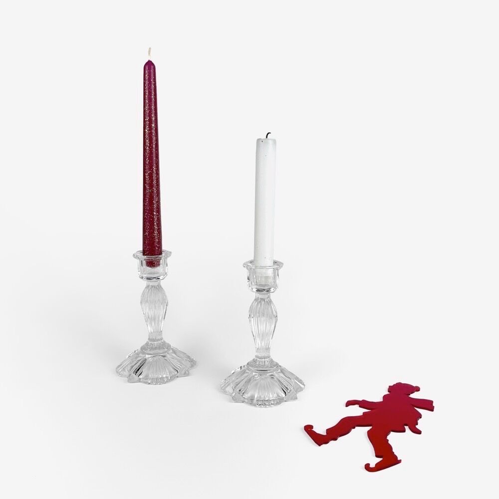 Pair of molded glass candle holders