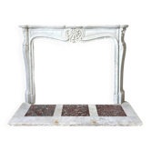 Large white marble fireplace in Louis XV style, 19th century.