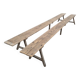 Pair of rustic oak and fir farmhouse benches 1900s - 3m85