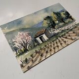 Small watercolor signed René Anglés