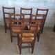 Set of 6 chairs in straw and solid wood.