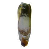 Amber-colored engraved crystal vase