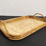 Mother-of-pearl and bamboo tray from the 70s