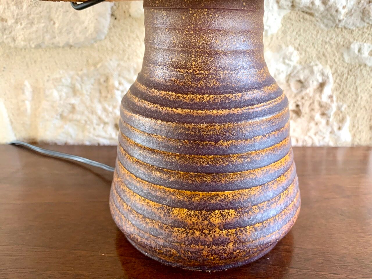 Vintage stoneware table lamp by Accolay, 70s