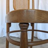 Vintage High Back Bentwood Cane Dining Chair / Thonet Style / Torn Seat