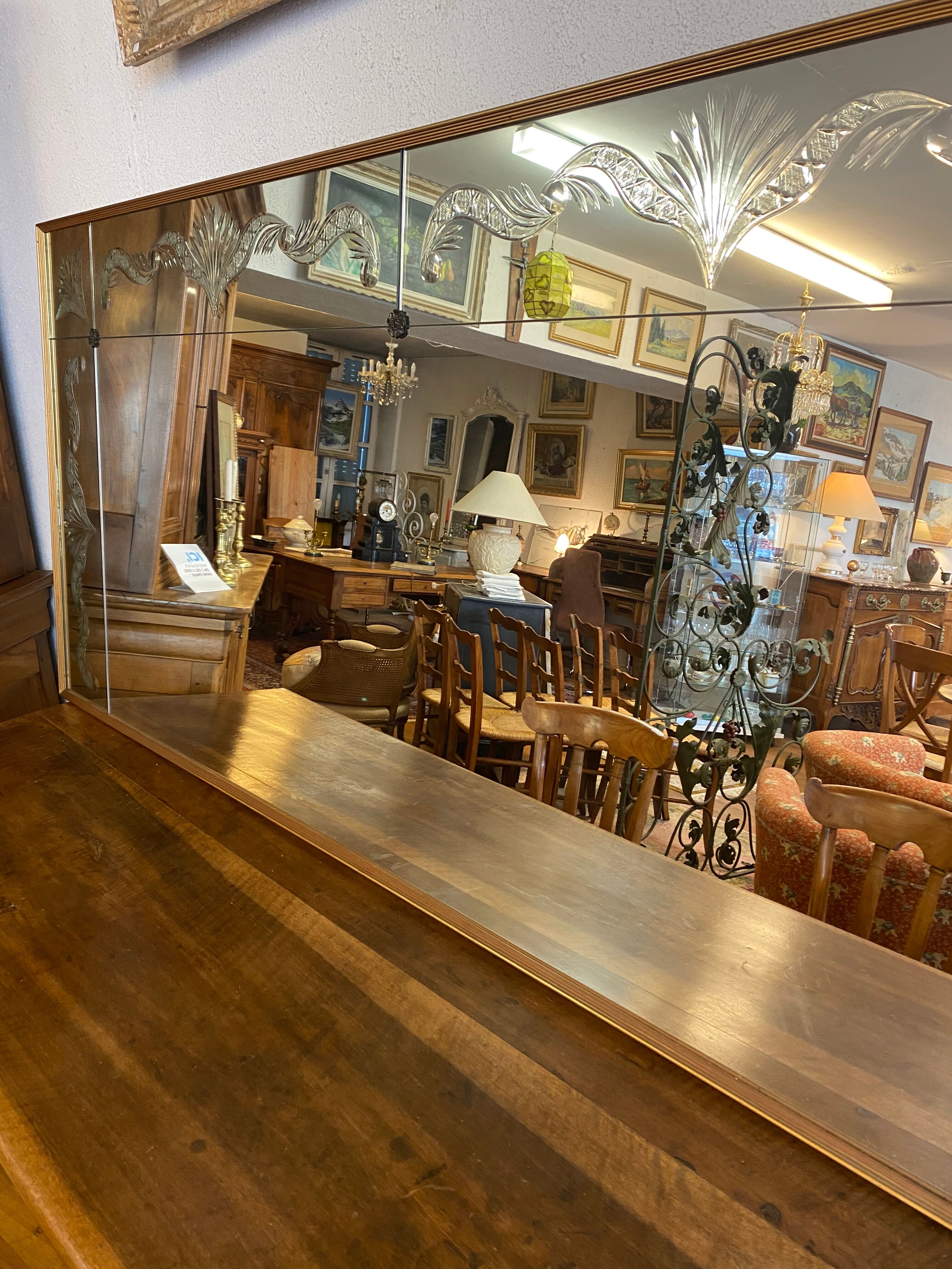 Brewery mirror, hollow engraved glass, perfect condition
