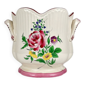 Large cache pot KG Lunéville, model "Street Lamp", rose pattern.