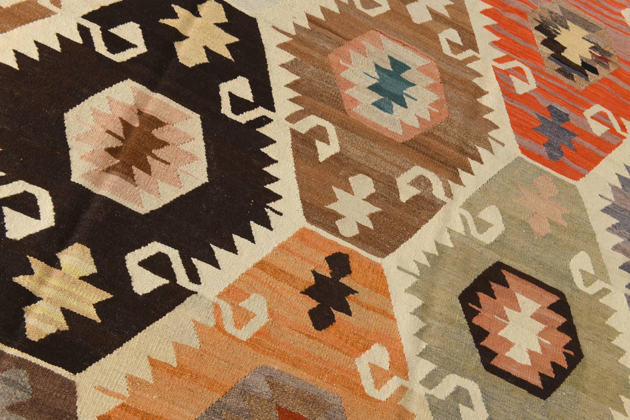 Turkish Multicolor Tribal Vintage Kilim Rug, 298x392Cm