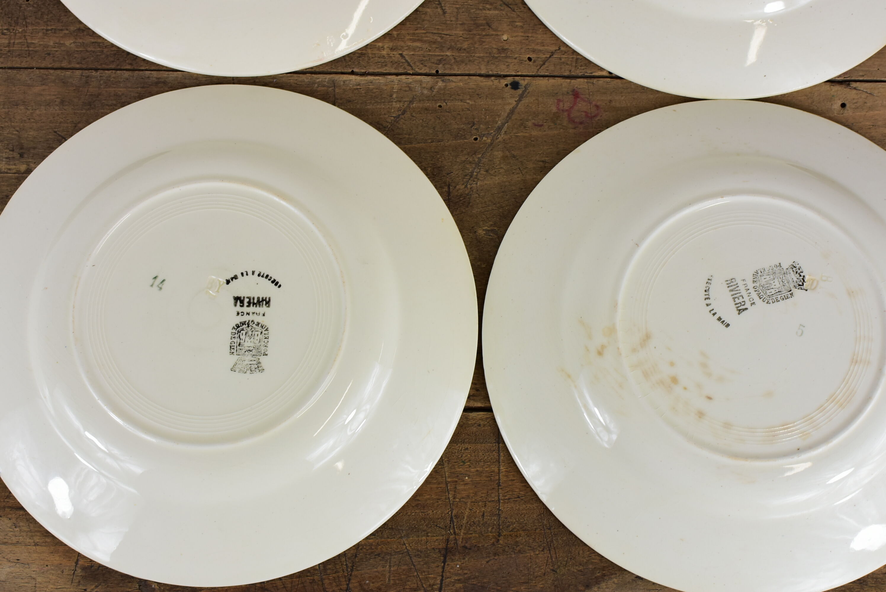 Lot de 12 assiettes motif fleurs de champagne.