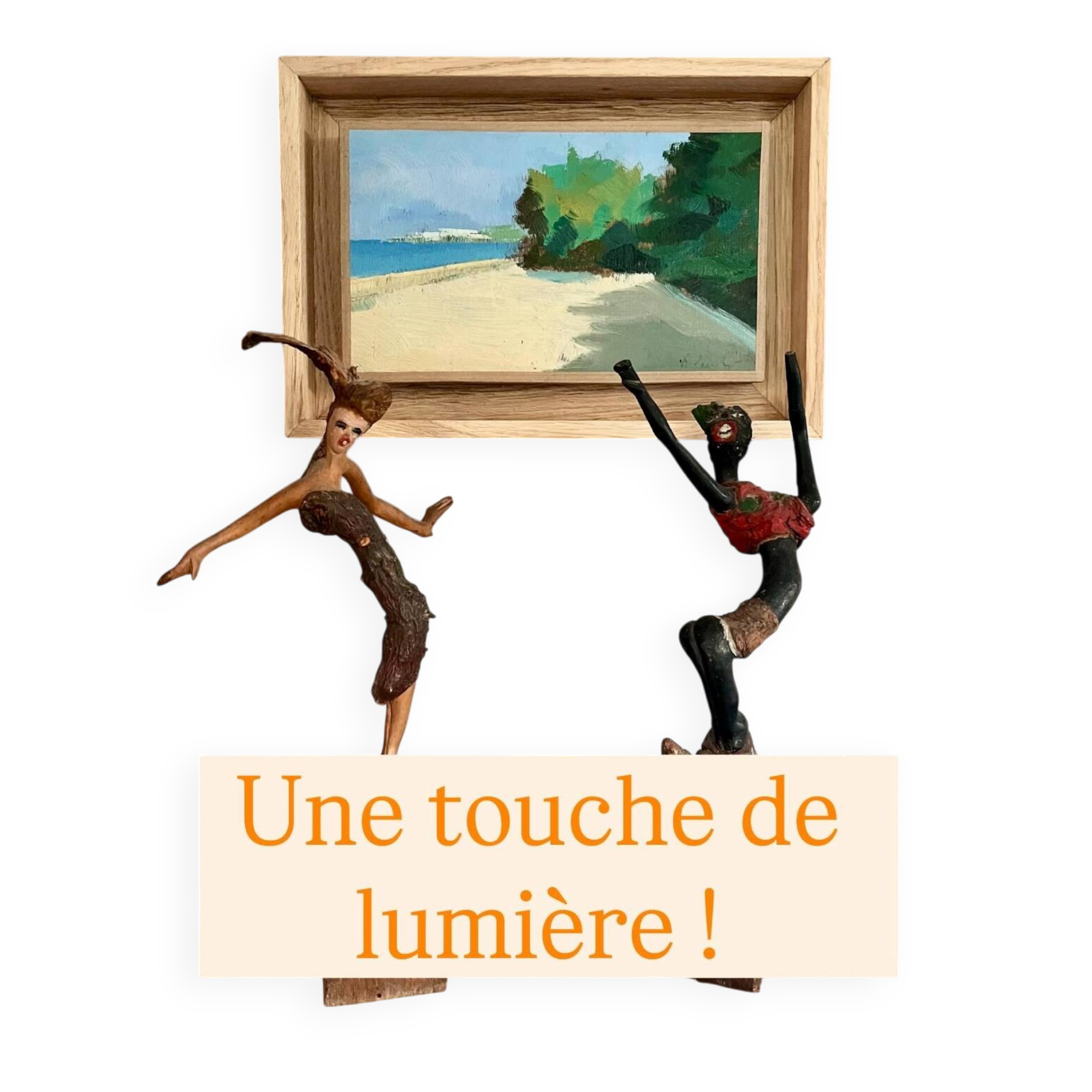 Oil by Walter Cecchi framed in oak American box