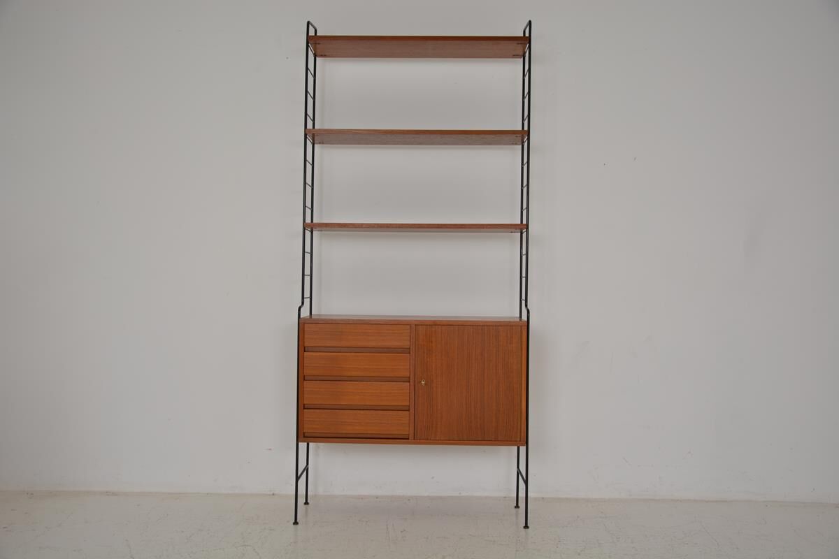 Vintage freestanding teak shelf