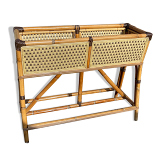 Standing planter in bamboo and rattan