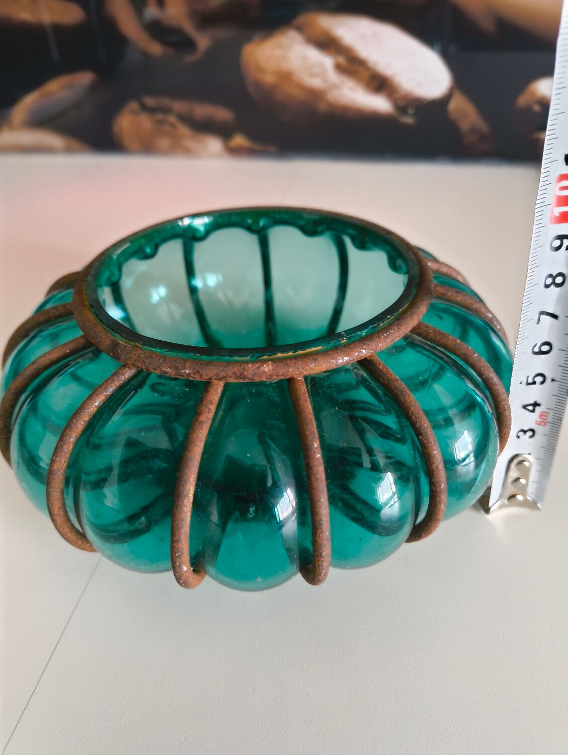 Vintage green blown glass lantern – bohemian spirit – Pier Import