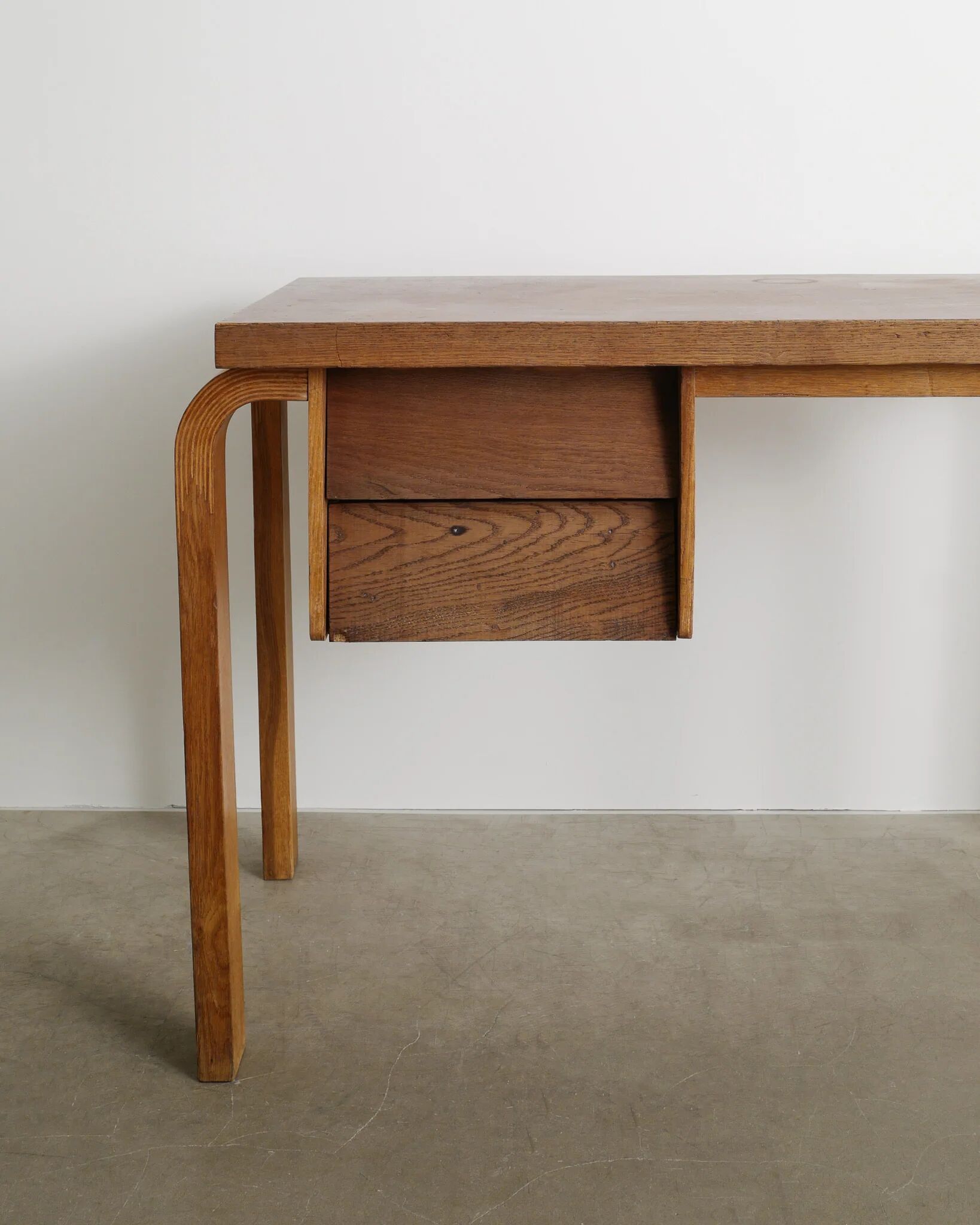 Early Vintage Finnish Mid Century Alvar Aalto Wooden Desk & Chair, 1940s