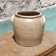 Old grease pot or confit in glazed rustic sandstone vase storage pencils brushes kitchen