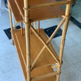 Large rattan standing shelf old
