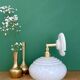 Vintage Clichy glass wall lamp with white shade