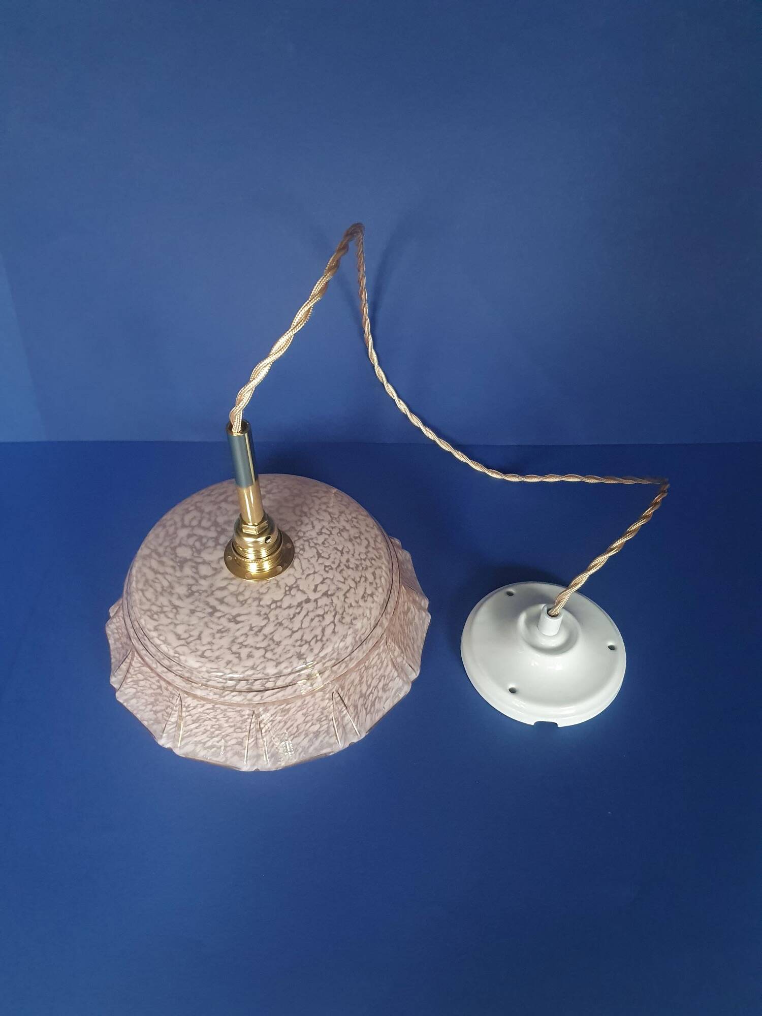 Art Deco pendant lamp from the 30s and 50s, vintage France - newly electrified