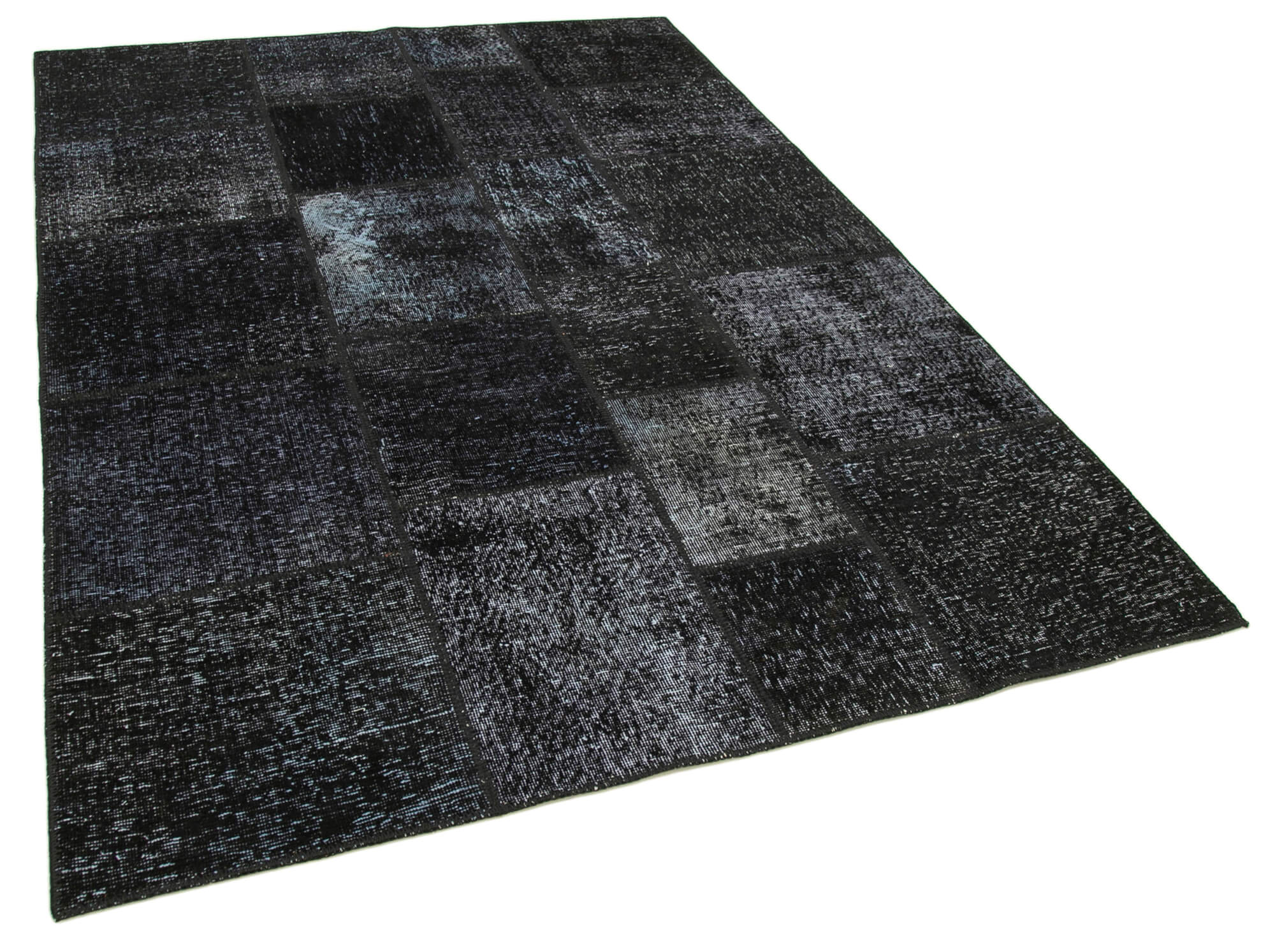 Handmade anatolian vintage 172 cm x 241 cm black patchwork carpet