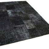 Handmade anatolian vintage 172 cm x 241 cm black patchwork carpet