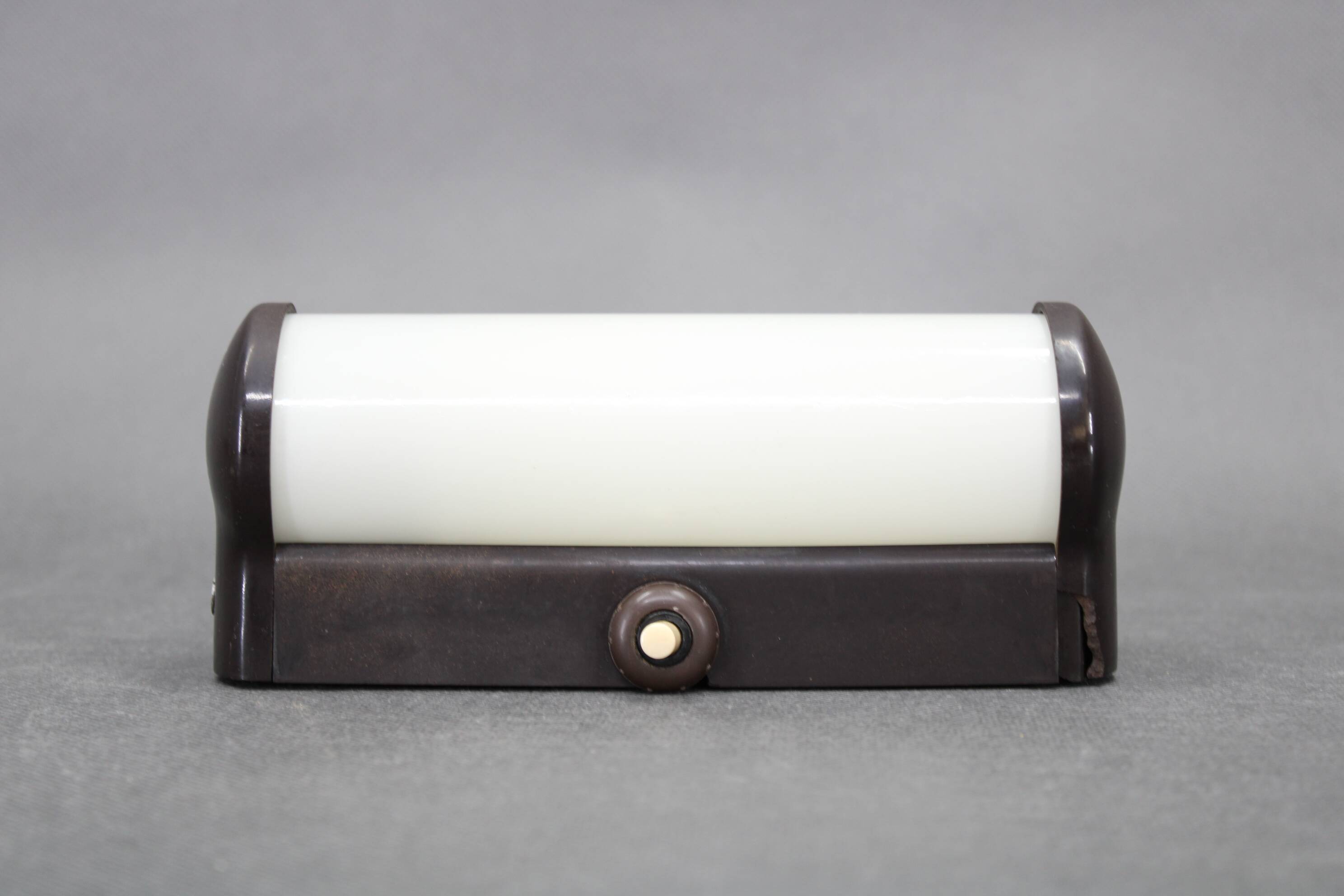 Czechoslovak Art Deco Bakelite Tubular Wall Light with Milk Glass, 1940s