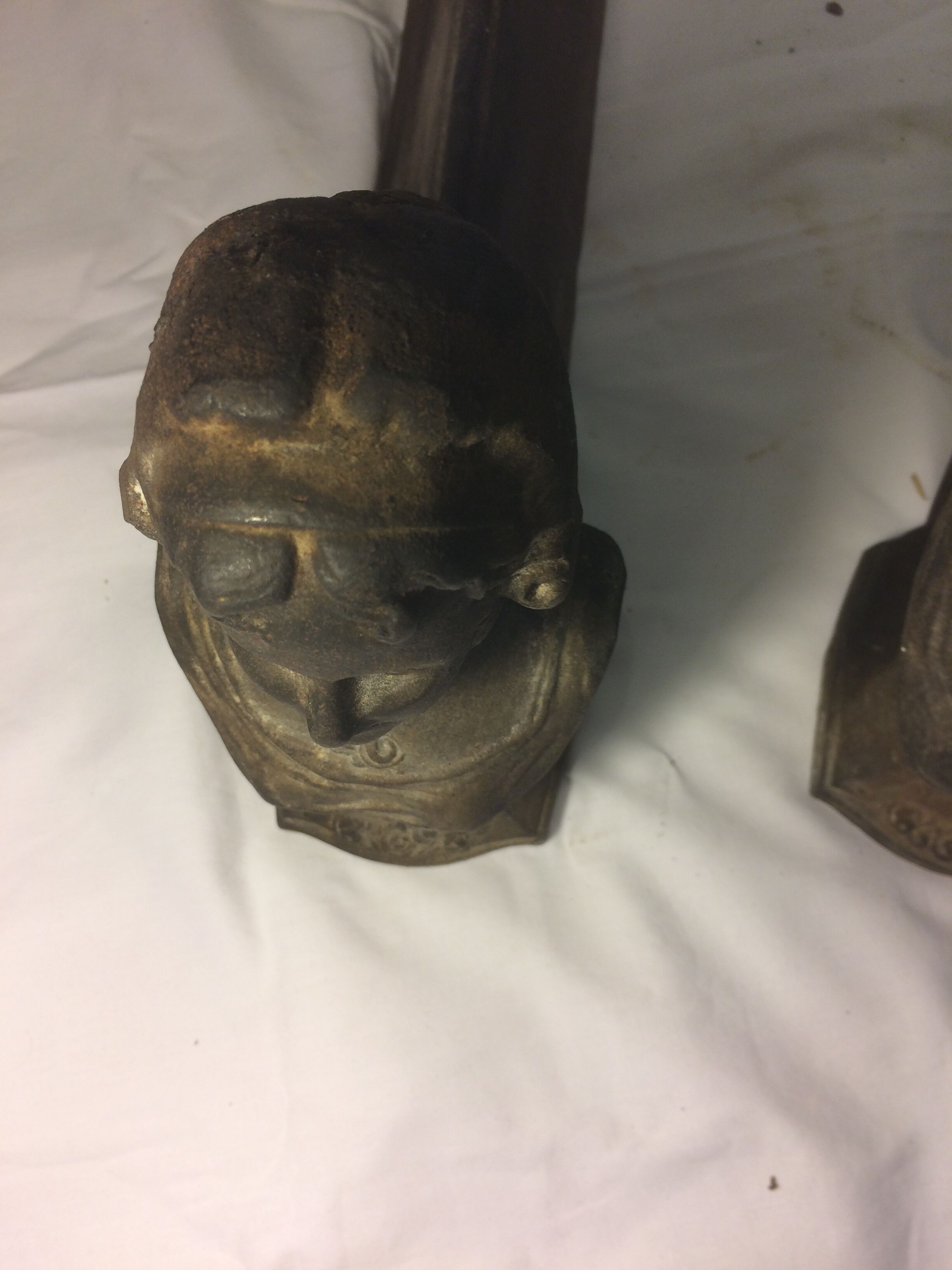 "Rose of may" cast-iron andirons