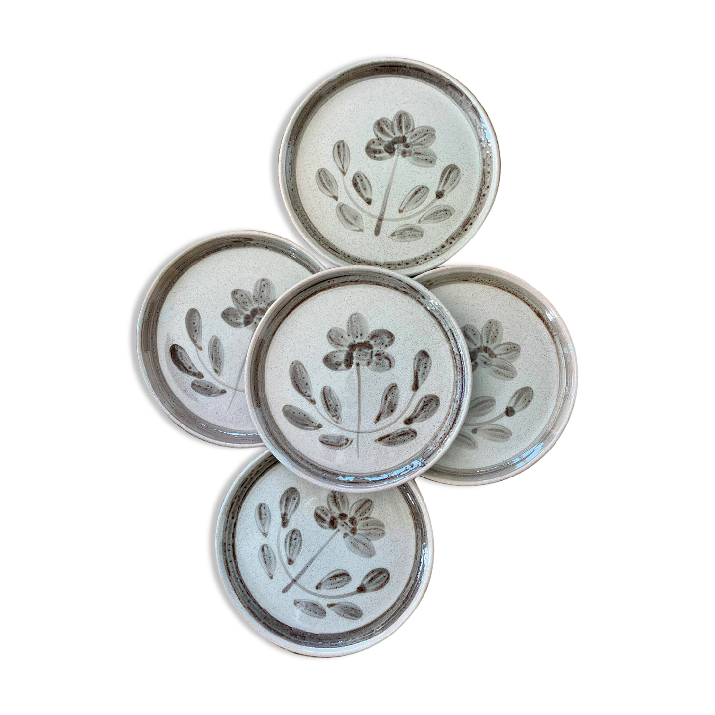 5 dessert plates Sarreguemines art workshop Jocelyne