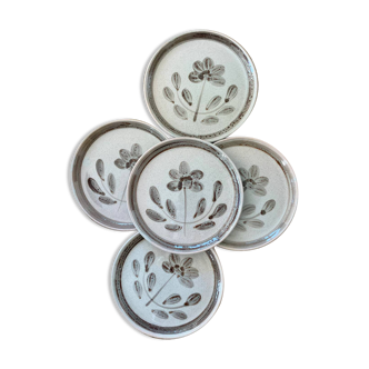 5 dessert plates Sarreguemines art workshop Jocelyne