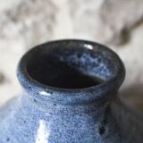 Enameled stoneware vase signed