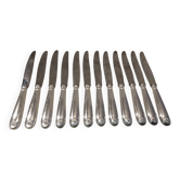 12 silver-plated table knives by Christofle Vendôme, 24.5cm