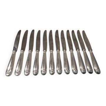 12 silver-plated table knives by Christofle Vendôme, 24.5cm