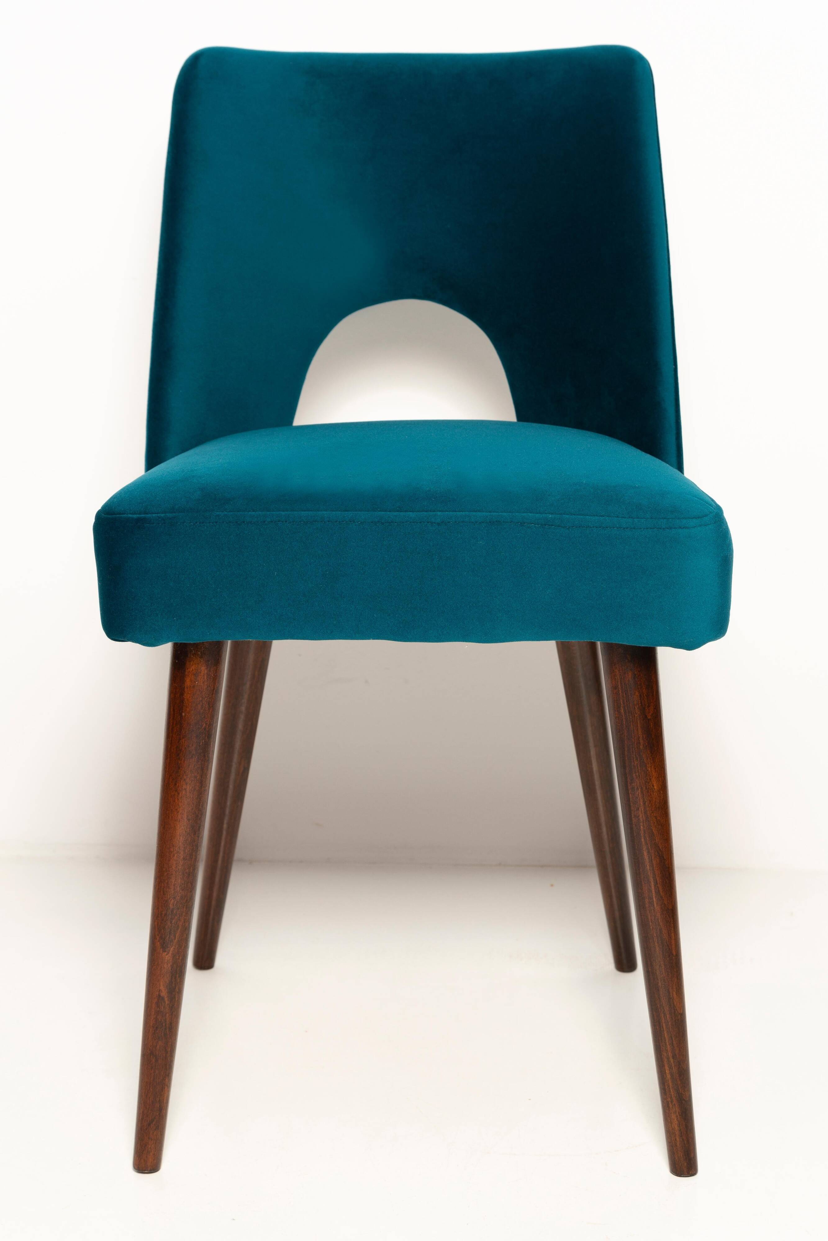 Chaise 'Shell' en Velours Vert Émeraude Milieu du Siècle, Europe, 1960s
