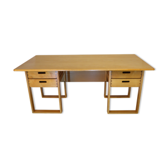 Vintage architect's desk in light wood circa 1970