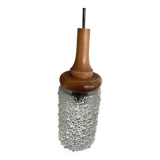 Glass lustre with bubbles and teak