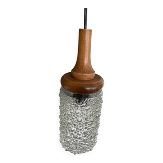 Glass lustre with bubbles and teak