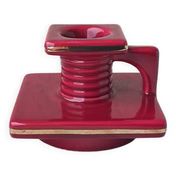Burgundy ceramic candlestick