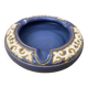 Antique Blue Glazed Ceramic Ashtray White Relief Decor Vintage