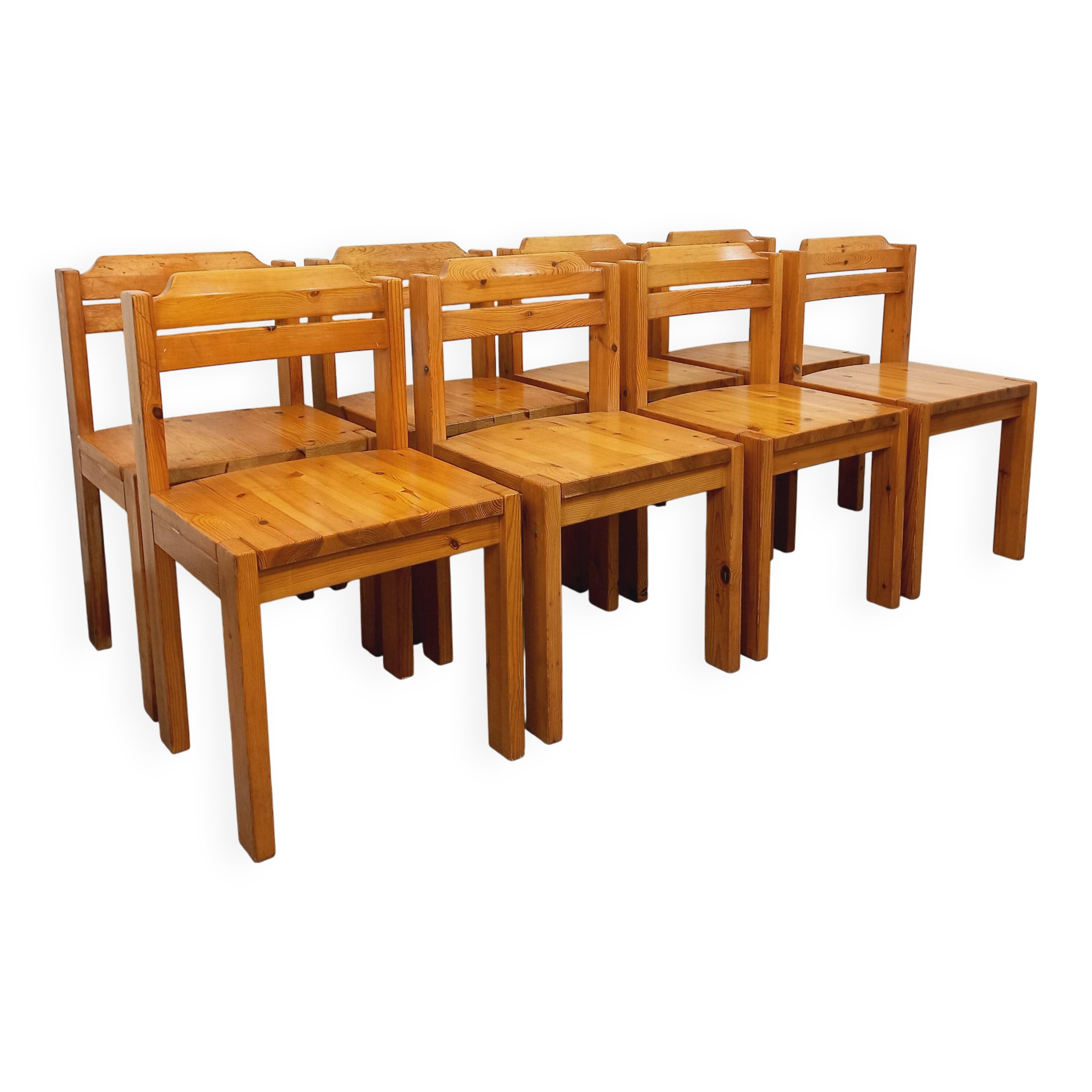 Set of 8 vintage Scandinavian chairs by Ilmari Tapiovaara for Asko in pine