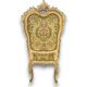Set of 4 Venetian style sculpted wooden chairs, cream and gold, Italy.