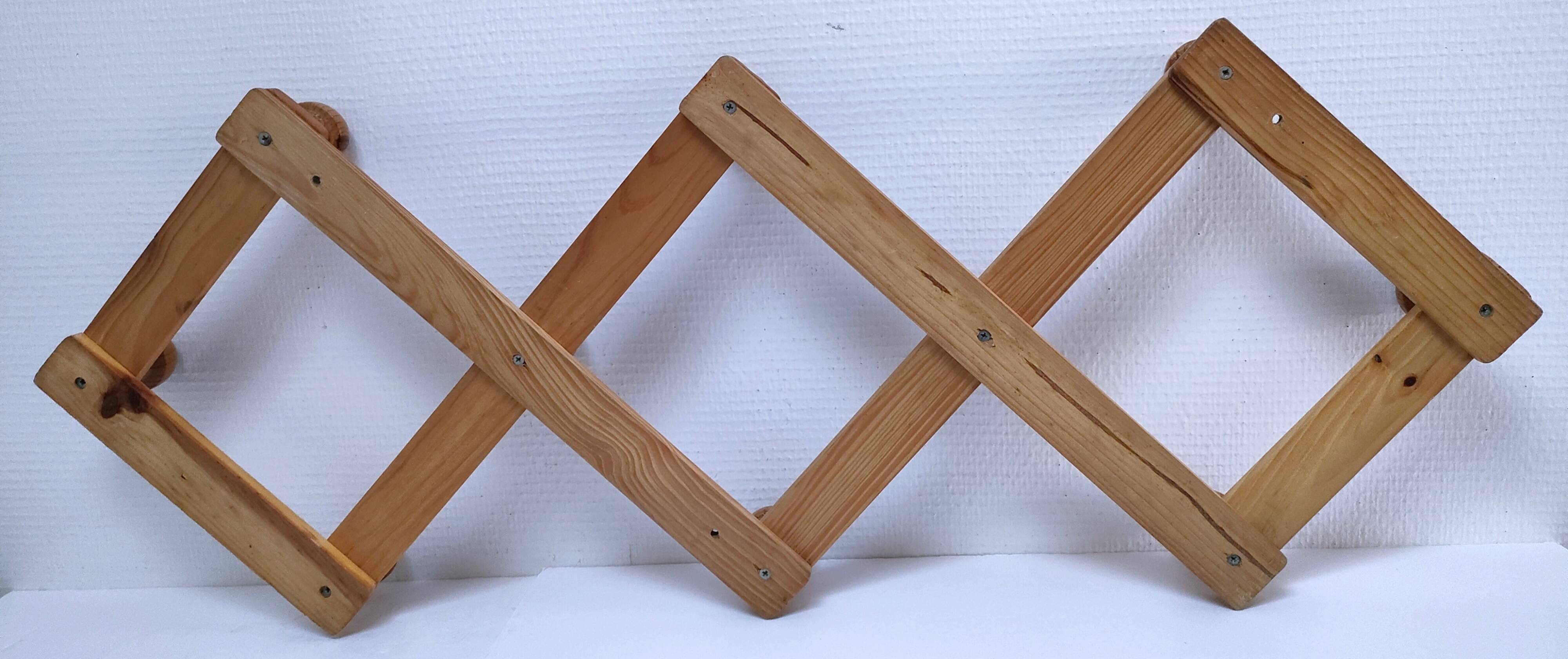 Vintage solid pine accordion coat rack