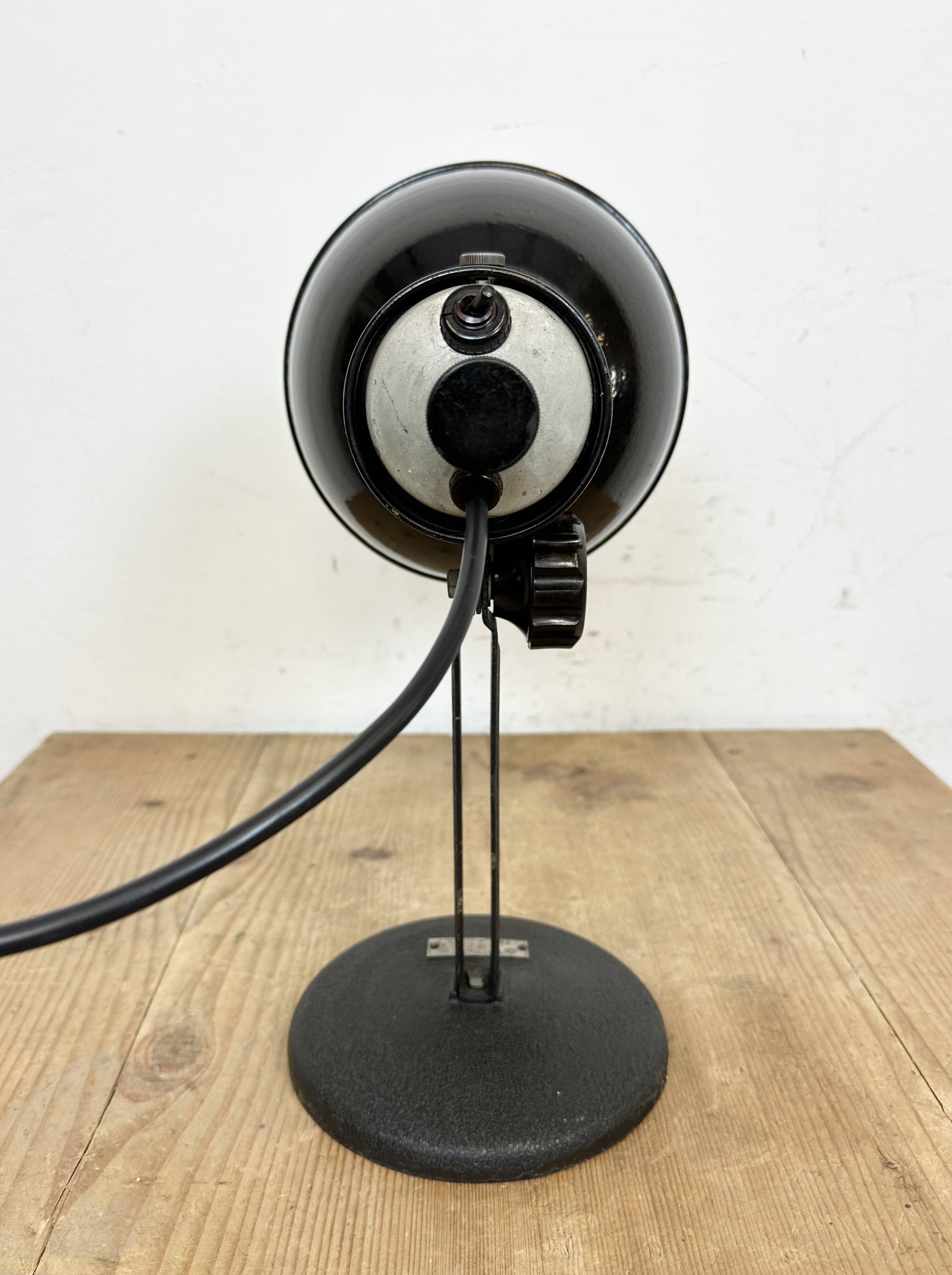 Vintage black enamel table photo lamp, 1950s