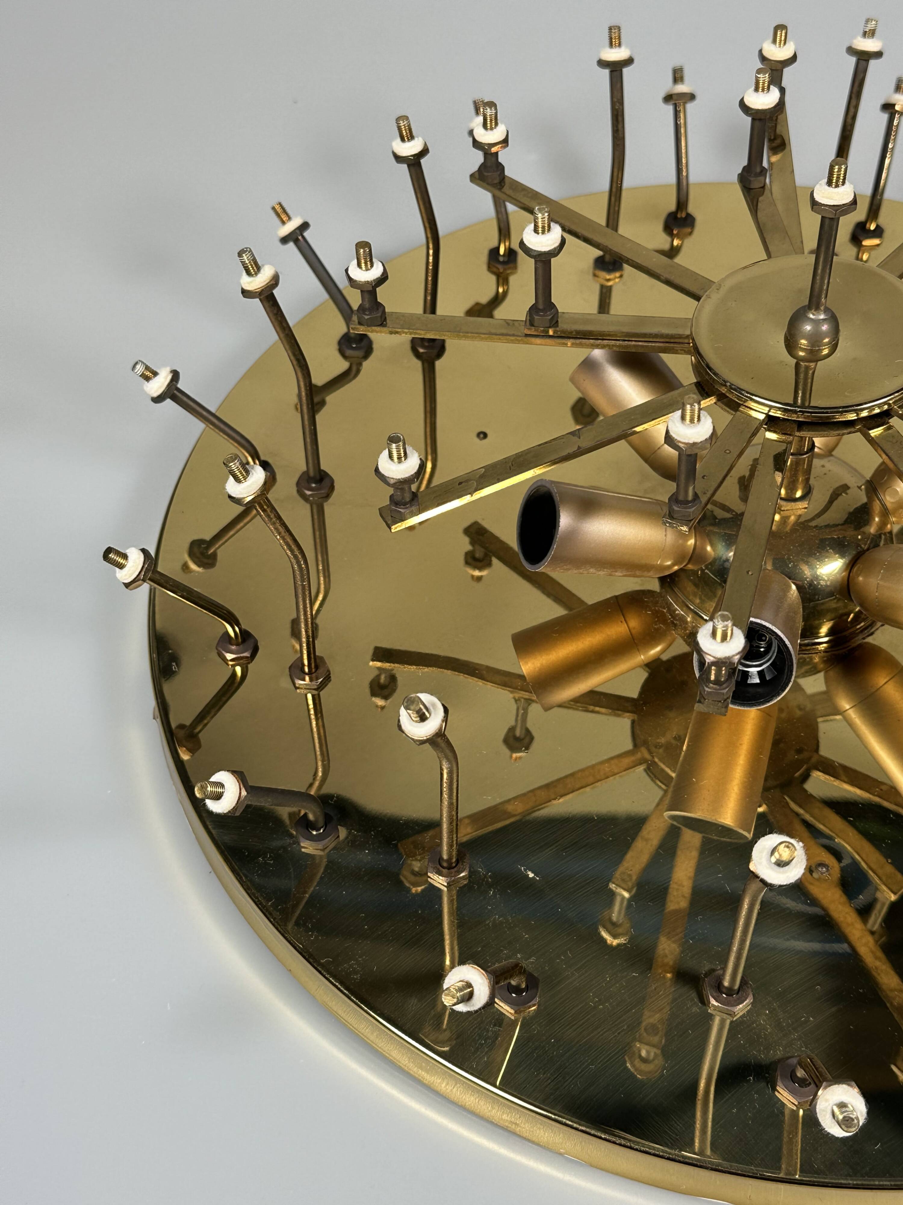 1960s/70s Ceiling Lamp Ernst Palme made of brass and glass, Germany