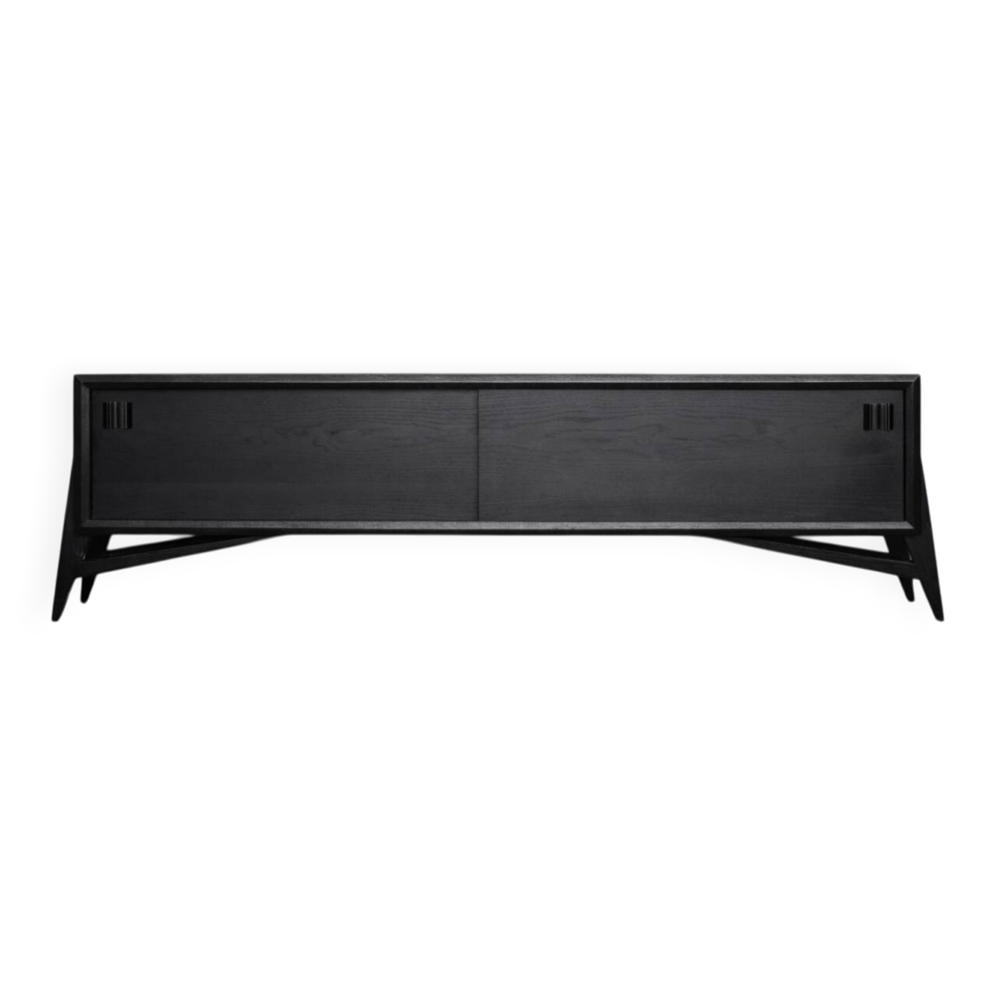 Vintage Mid-Century Scandinavian Modern Dark Oak Sideboard & Wooden Handles