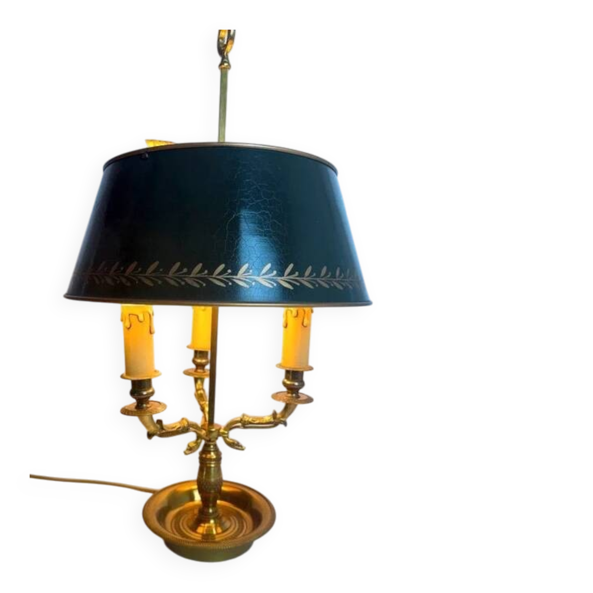 Bronze bouillotte lamp, Empire style, with dimmer switch.