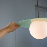 Mid-Century Italian Brass and Opaline Angel Pendant Lamp